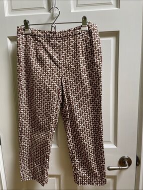 Talbots Brown and Cream Stretch Capris with side zipper Size 6P